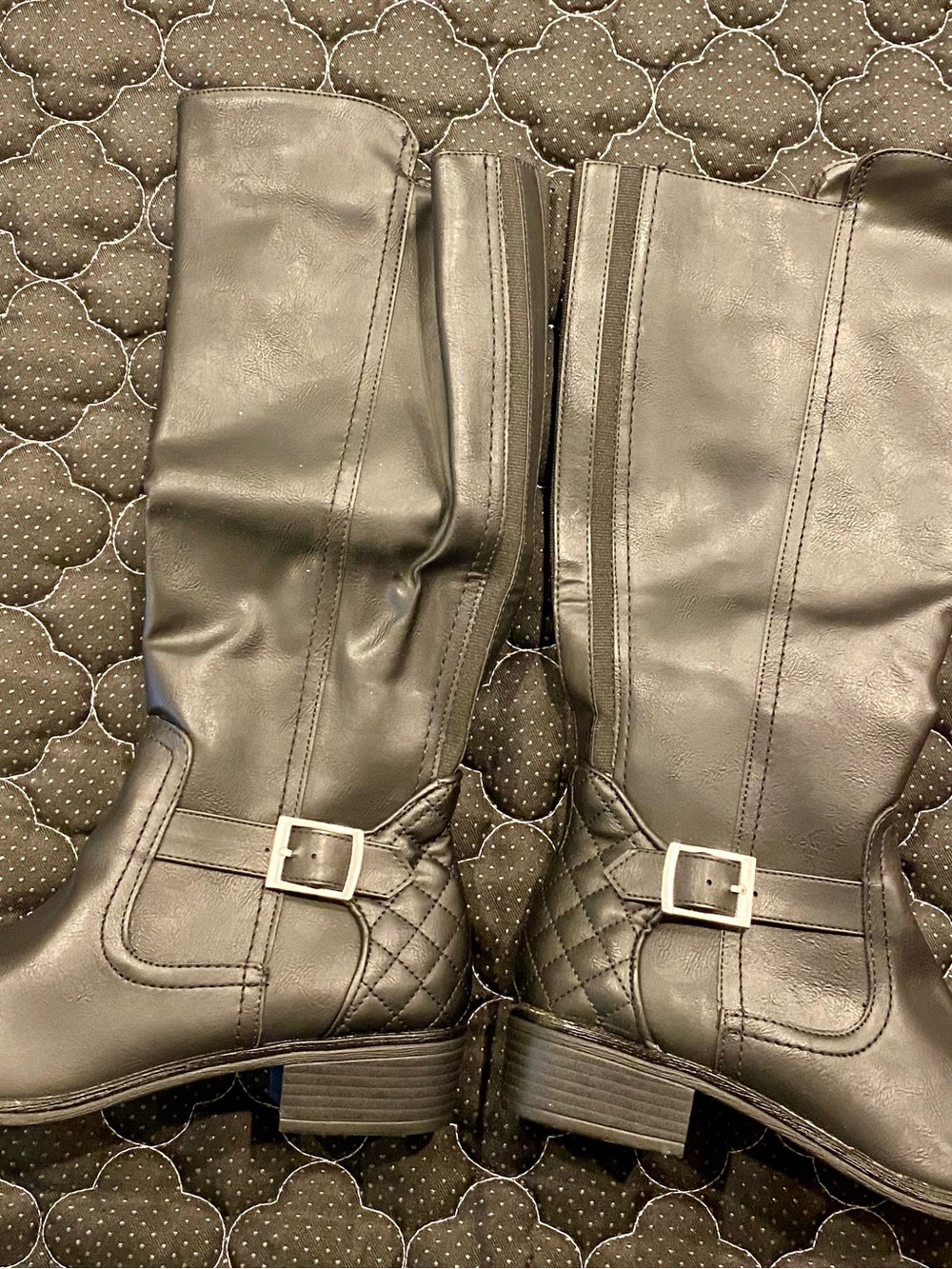 Arizona Jean Company Black Quilted Mid-Calf Riding Boots with Buckle